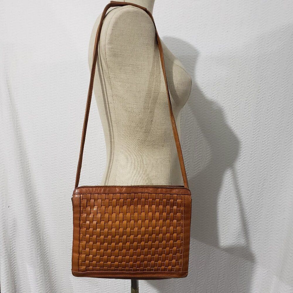 Contessa Vtg Genuine Brown Leather Shoulder Bag Purse